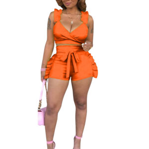 Really Cute Ruffle Suit (Size Large) Orange