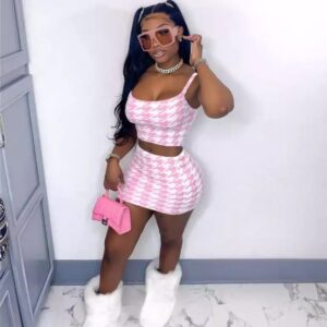 Sexy Ass Plaid Skirt Set (Size XL) Pink