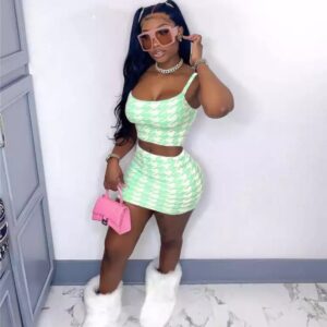 Sexy Ass Plaid Skirt Set (Size Small) Green