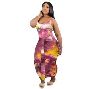 Cloud Wash Maxi Dress (Size Small) Purple/Yellow/Teal